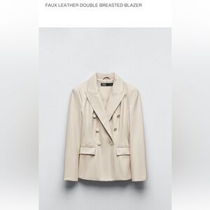 Zara Women's Cream Blazer with Double-Breasted Design
